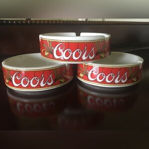 Vintage Coors Red Ceramic Ashtrays